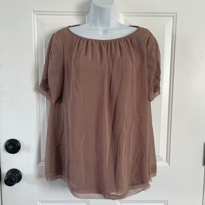 Sisley nude pleated blouse